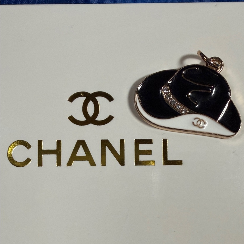 Cool Upcycled Chanel CC cowboy hat charm or pendant